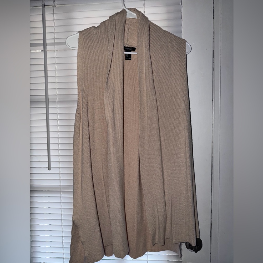 Forever 21 Taupe Open-Front Knit Vest